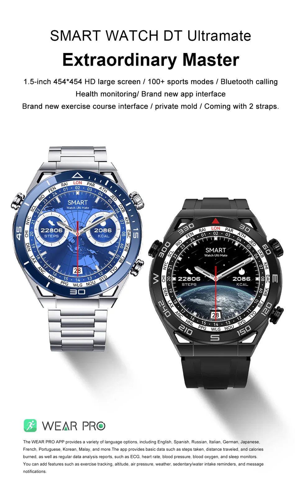 New Compass Smart Watch Men GPS Sport Track Fitness Watches Outdoor Compass Bluetooth Call HD Full Touch Screen NFC Smartwatch